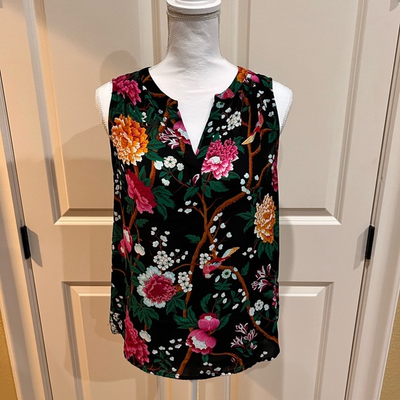 Dalia Black Floral Sleeveless Blouse - Picture 1 of 4
